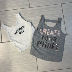 Kids Graphic Tank Tops - White & Gray